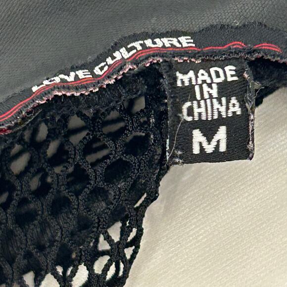 Sheer Whimsigoth Love Culture Black Mesh Long Sleeve Cutout Crop Top – Size M - Picture 3 of 3